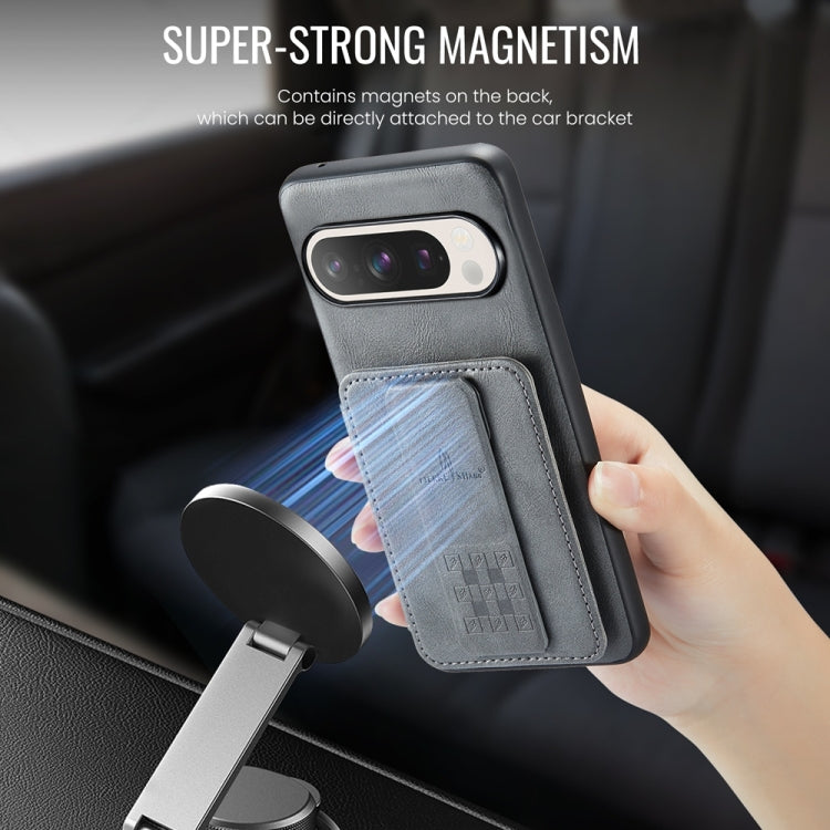 For Google Pixel 9 Pro XL Fierre Shann Oil Wax Cow Leather Card Holder Back Phone Case