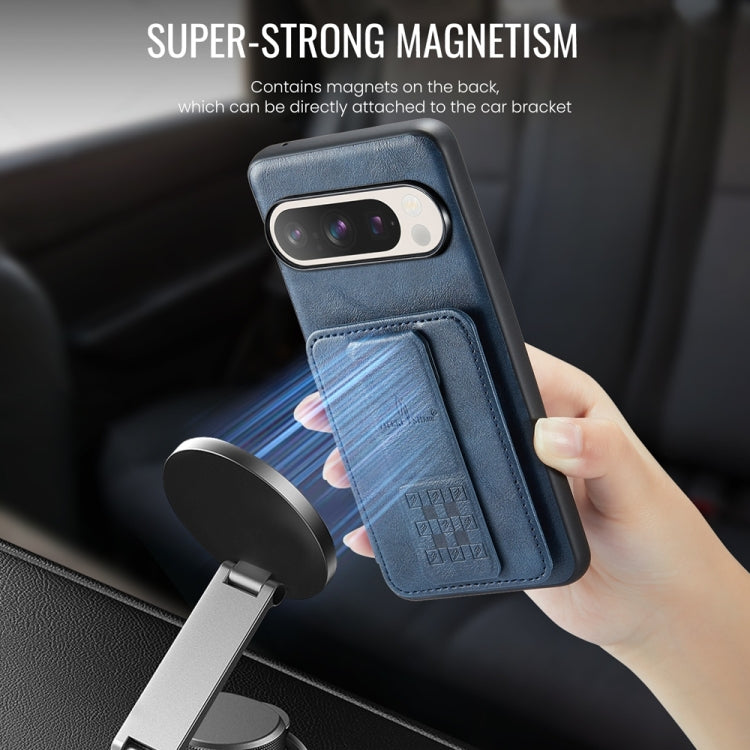 For Google Pixel 9 Pro XL Fierre Shann Oil Wax Cow Leather Card Holder Back Phone Case