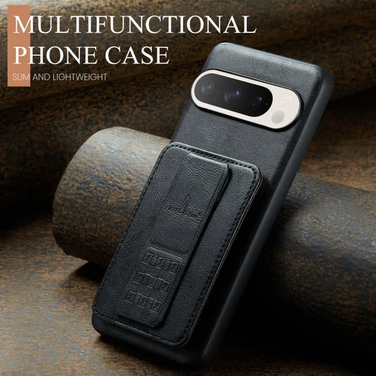 For Google Pixel 9 / 9 Pro Fierre Shann Oil Wax Cow Leather Card Holder Back Phone Case