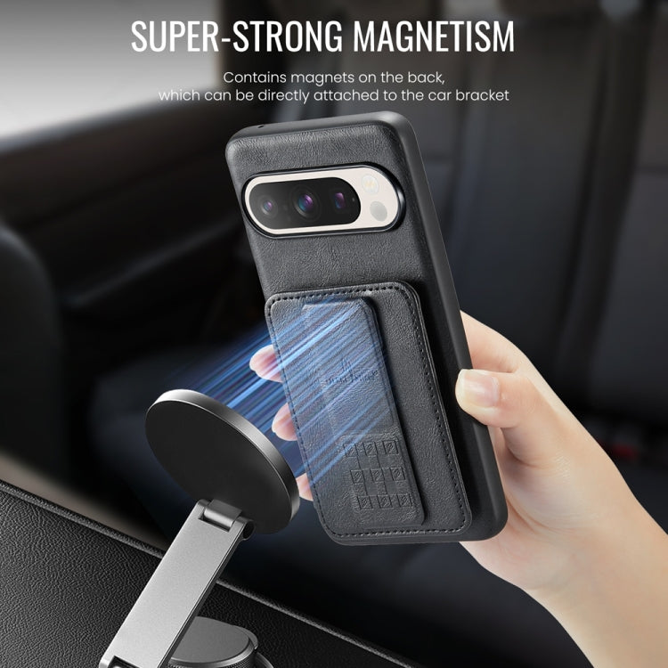 For Google Pixel 9 / 9 Pro Fierre Shann Oil Wax Cow Leather Card Holder Back Phone Case