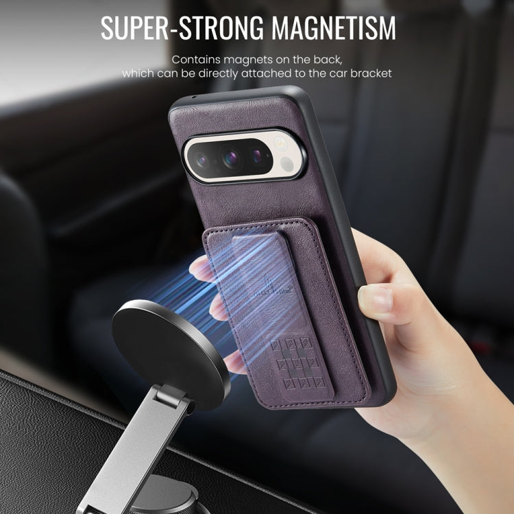 For Google Pixel 9 / 9 Pro Fierre Shann Oil Wax Cow Leather Card Holder Back Phone Case