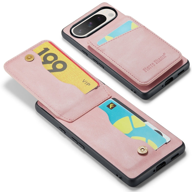 For Google Pixel 9 / 9 Pro Fierre Shann Crazy Horse Card Holder Back Cover PU Phone Case