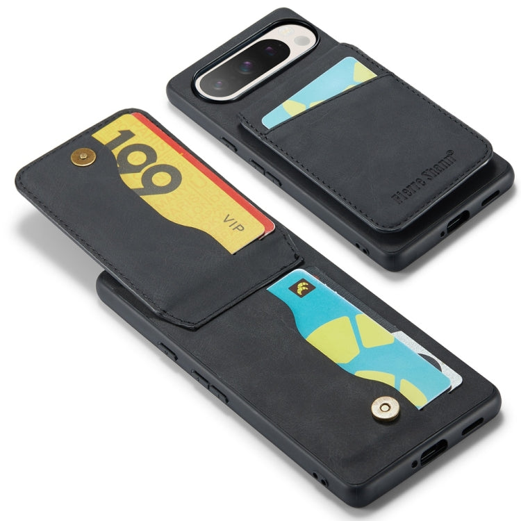 For Google Pixel 9 / 9 Pro Fierre Shann Crazy Horse Card Holder Back Cover PU Phone Case