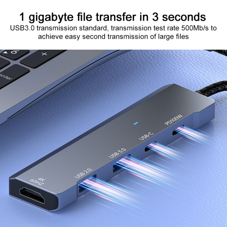 ADS-336 5 in 1 4K 60Hz HDMI, 2 x USB-C / Type-C, 2 x USB Multi-function HUB Expander - Dark Grey