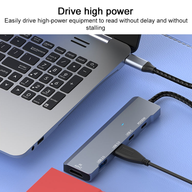 ADS-336 5 in 1 4K 60Hz HDMI, 2 x USB-C / Type-C, 2 x USB Multi-function HUB Expander - Dark Grey
