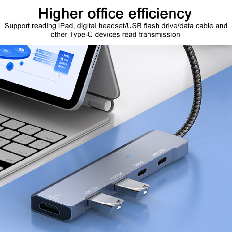 ADS-336 5 in 1 4K 60Hz HDMI, 2 x USB-C / Type-C, 2 x USB Multi-function HUB Expander - Dark Grey
