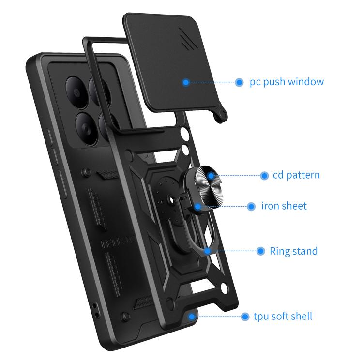For Redmi Note 15 5G / 4G Global 164mm Sliding Camera Cover Design TPU+PC Phone Case