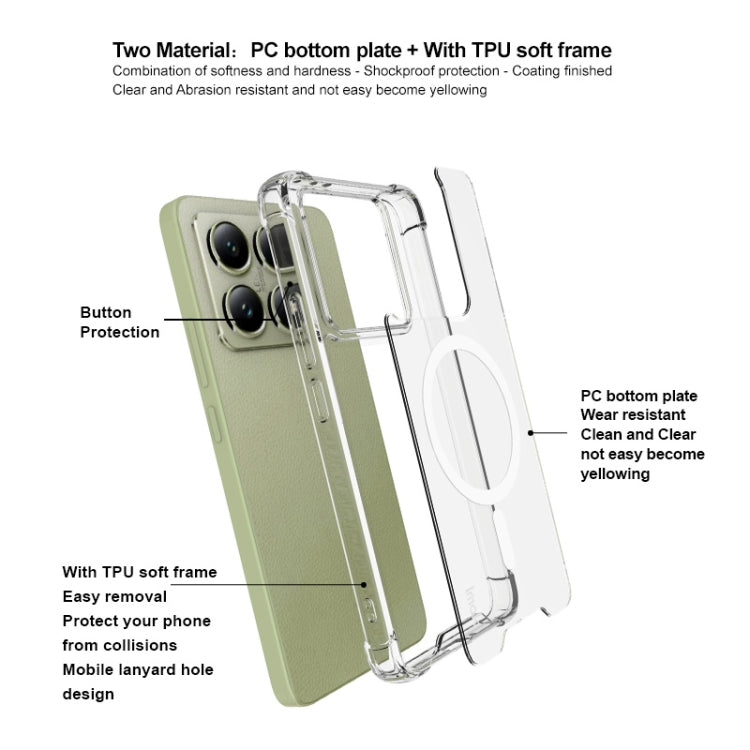 For Xiaomi 14T 5G IMAK Space Shield PC + TPU Airbag Shockproof MagSafe Phone Case - Transparent