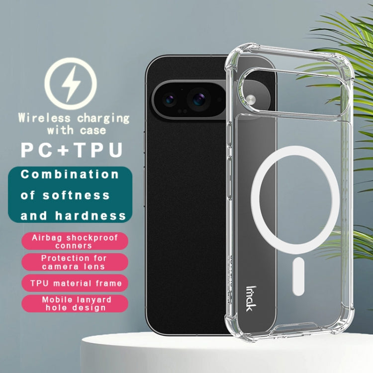 For Google Pixel 9 / 9 Pro IMAK Space Shield PC + TPU Airbag Shockproof MagSafe Phone Case - Transparent
