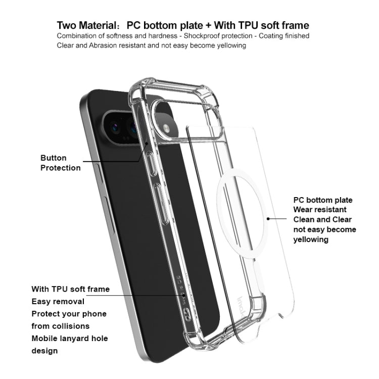 For Google Pixel 9 / 9 Pro IMAK Space Shield PC + TPU Airbag Shockproof MagSafe Phone Case - Transparent
