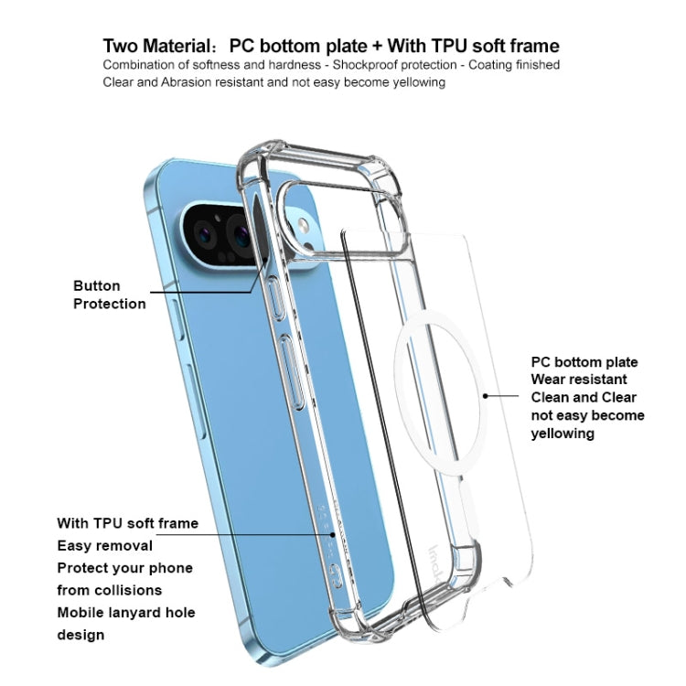 For Google Pixel 9 Pro XL IMAK Space Shield PC + TPU Airbag Shockproof MagSafe Phone Case - Transparent