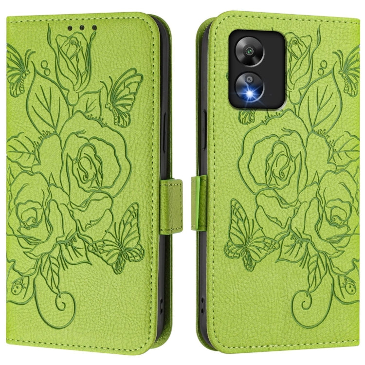 For Boost Mobile Celero 5G SC Embossed Rose RFID Anti-theft Leather Phone Case