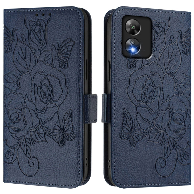 For Boost Mobile Celero 5G SC Embossed Rose RFID Anti-theft Leather Phone Case