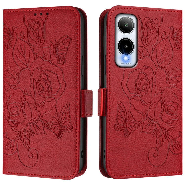 For Cricket Icon 6 Embossed Rose RFID Anti-theft Leather Phone Case