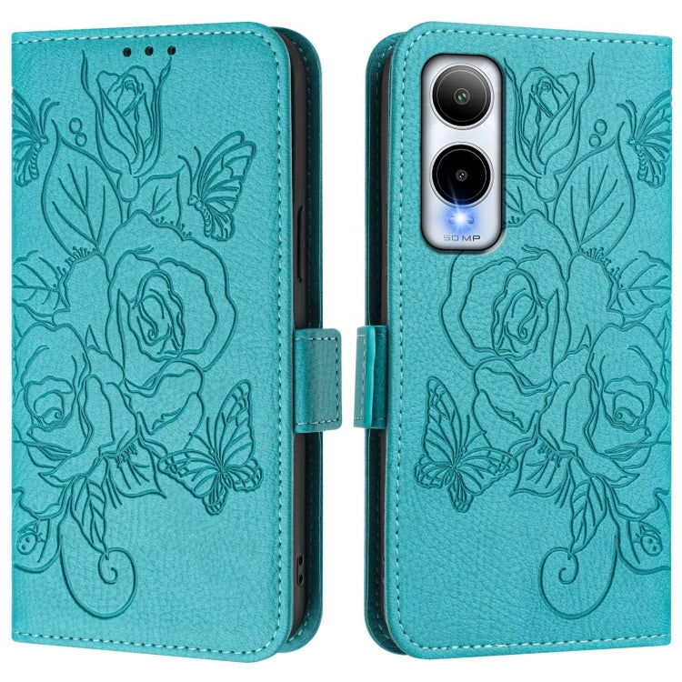 For Cricket Icon 6 Embossed Rose RFID Anti-theft Leather Phone Case