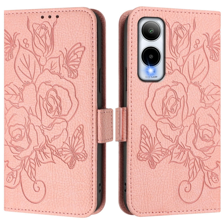 For Cricket Icon 6 Embossed Rose RFID Anti-theft Leather Phone Case