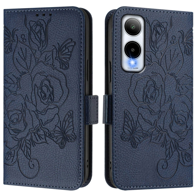 For Cricket Icon 6 Embossed Rose RFID Anti-theft Leather Phone Case