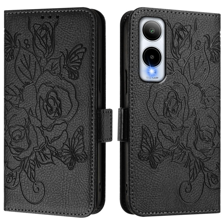 For Cricket Icon 6 Embossed Rose RFID Anti-theft Leather Phone Case