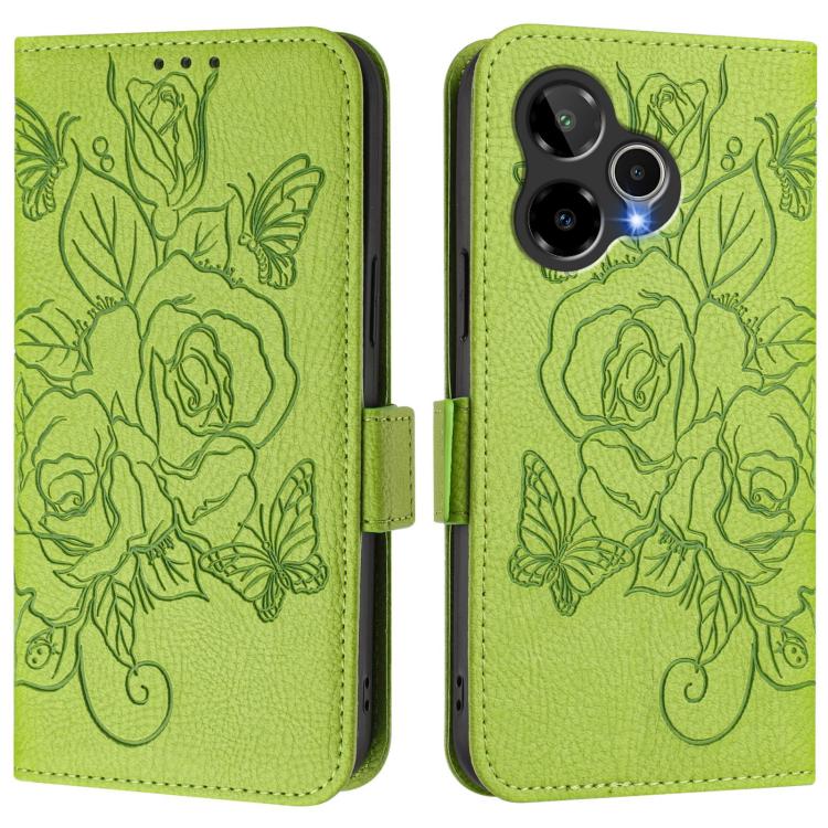 For Cricket Icon Plus 2026 / Icon 7 5G Embossed Rose RFID Anti-theft Leather Phone Case