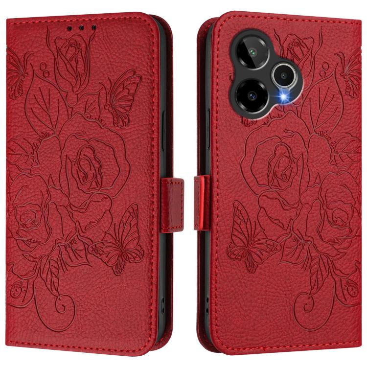 For Cricket Icon Plus 2026 / Icon 7 5G Embossed Rose RFID Anti-theft Leather Phone Case