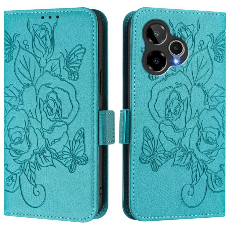For Cricket Icon Plus 2026 / Icon 7 5G Embossed Rose RFID Anti-theft Leather Phone Case