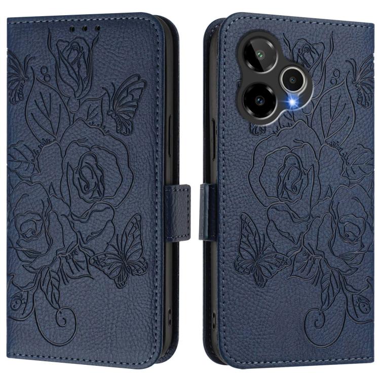 For Cricket Icon Plus 2026 / Icon 7 5G Embossed Rose RFID Anti-theft Leather Phone Case