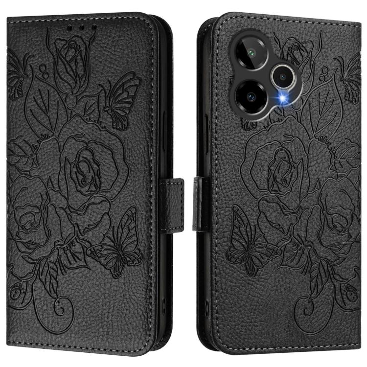 For Cricket Icon Plus 2026 / Icon 7 5G Embossed Rose RFID Anti-theft Leather Phone Case