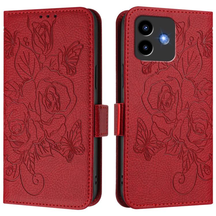 For Cubot Note 40 Embossed Rose RFID Anti-theft Leather Phone Case
