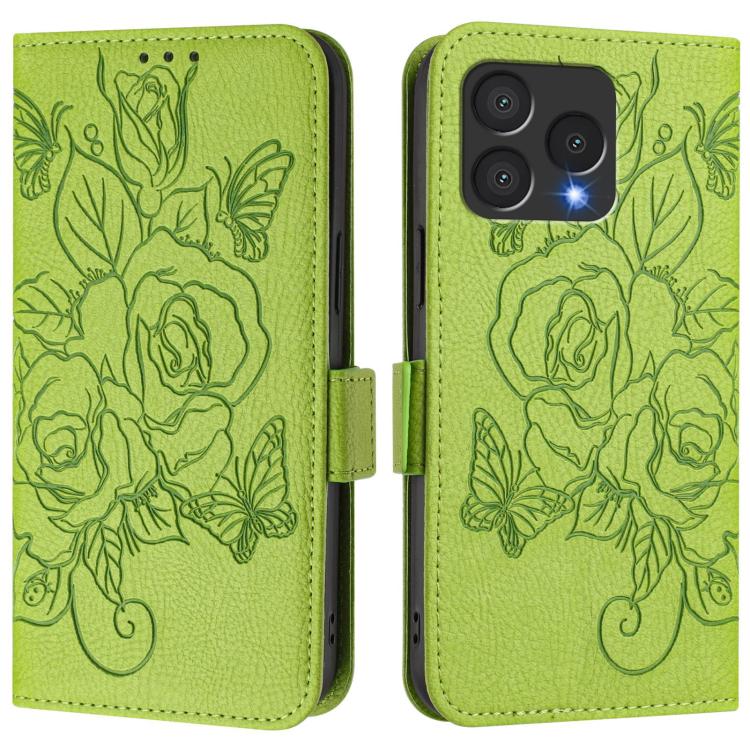For Cubot A40 Embossed Rose RFID Anti-theft Leather Phone Case