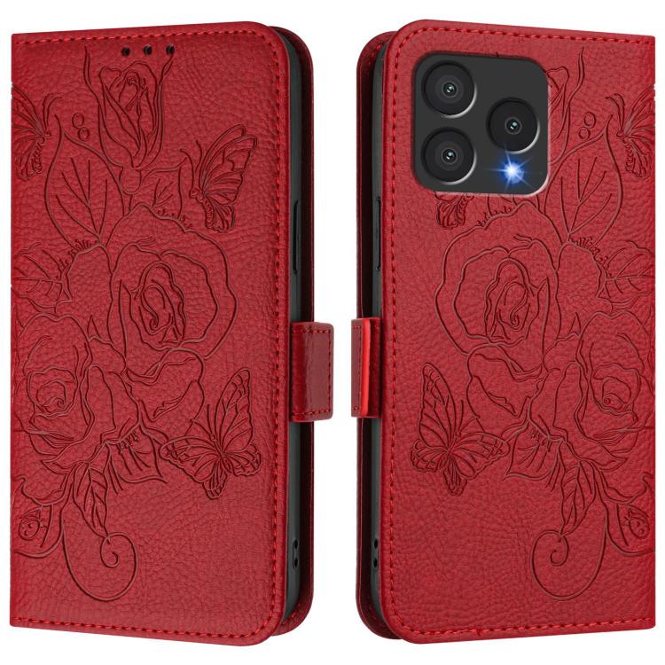 For Cubot A40 Embossed Rose RFID Anti-theft Leather Phone Case