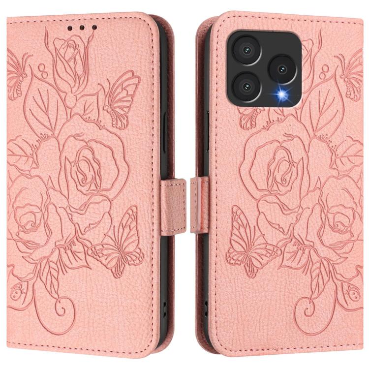 For Cubot A40 Embossed Rose RFID Anti-theft Leather Phone Case