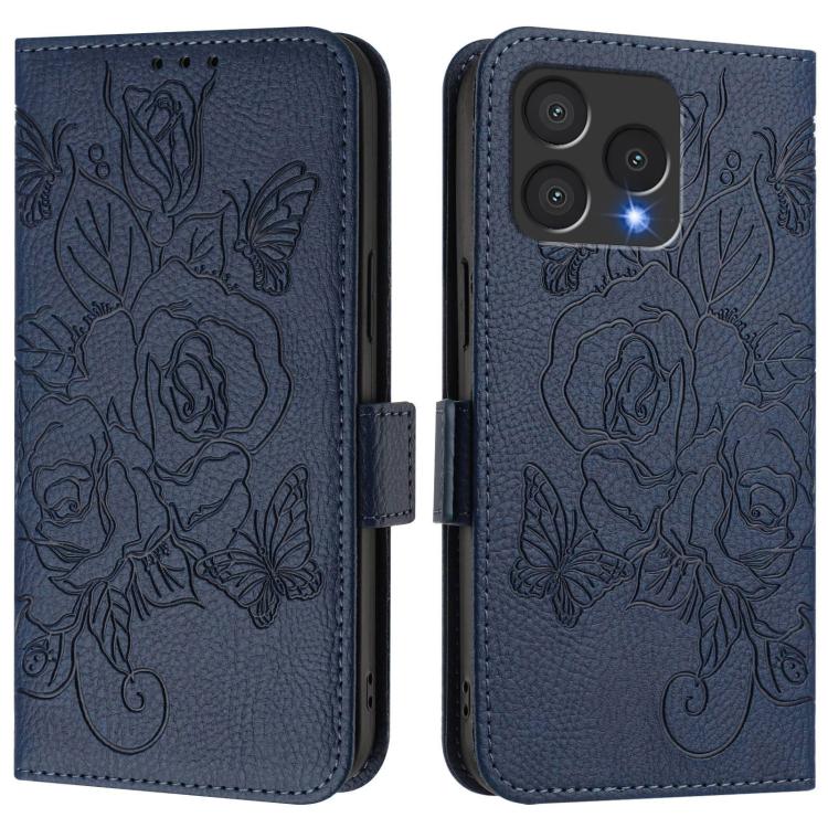 For Cubot A40 Embossed Rose RFID Anti-theft Leather Phone Case