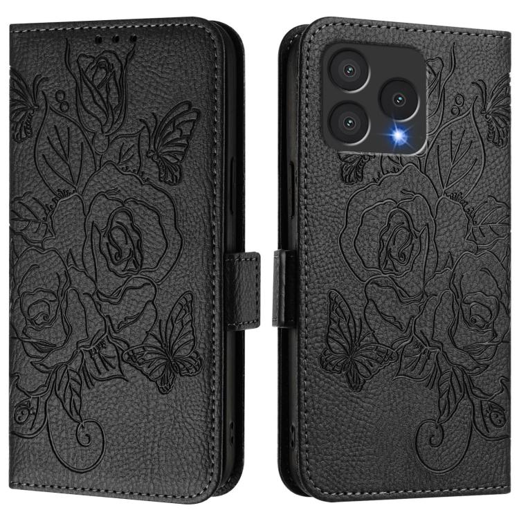 For Cubot A40 Embossed Rose RFID Anti-theft Leather Phone Case