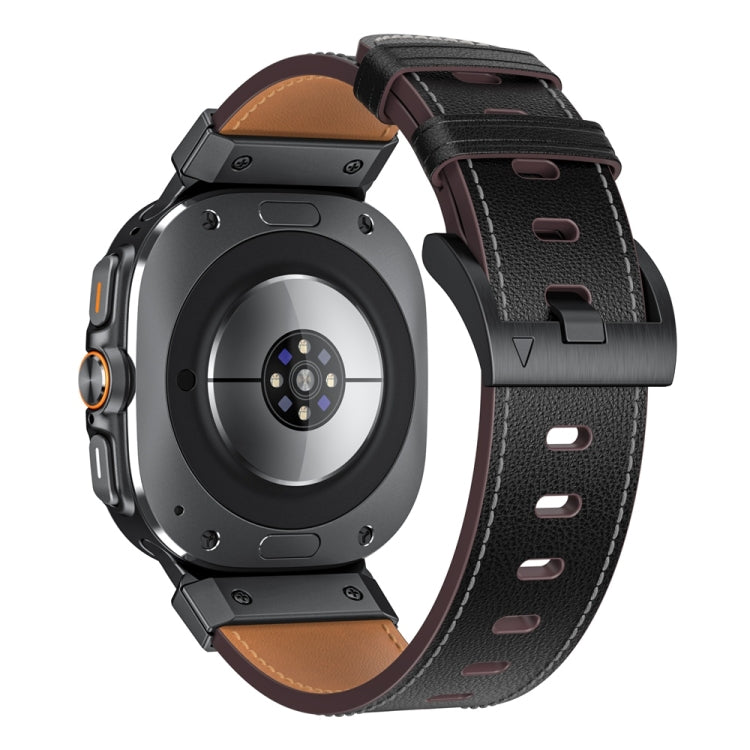 For Samsung Galaxy Watch Ultra 47mm / Ultra 2025 Mecha Style Leather Watch Band