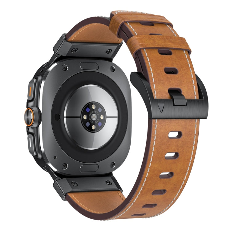 For Samsung Galaxy Watch Ultra 47mm / Ultra 2025 Mecha Style Leather Watch Band