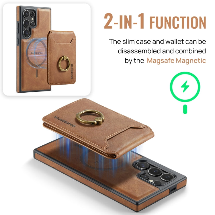For Samsung Galaxy S24 Ultra 5G MAGKING K1 MagSafe Detachable Wallet RFID Back Cover Phone Case