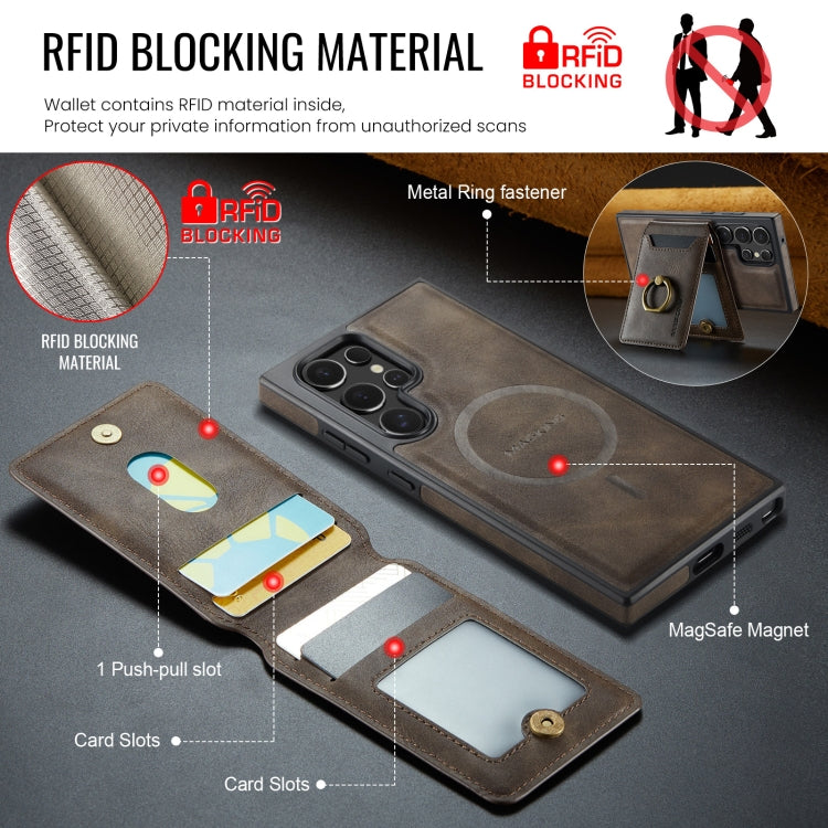 For Samsung Galaxy S23 Ultra 5G MAGKING K1 MagSafe Detachable Wallet RFID Back Cover Phone Case