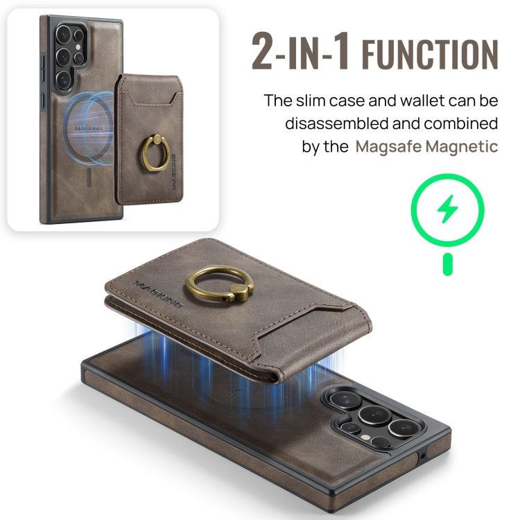 For Samsung Galaxy S23 Ultra 5G MAGKING K1 MagSafe Detachable Wallet RFID Back Cover Phone Case