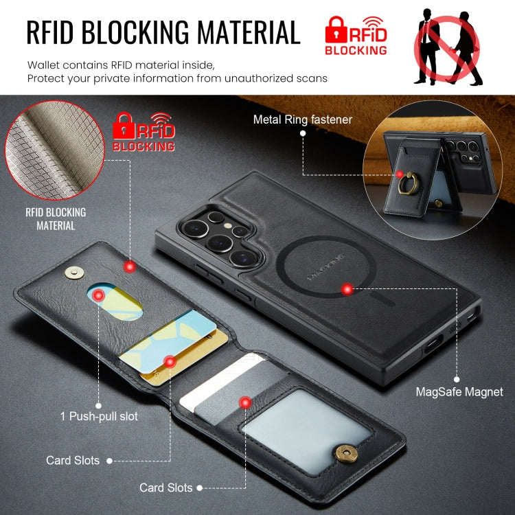 For Samsung Galaxy S23 Ultra 5G MAGKING K1 MagSafe Detachable Wallet RFID Back Cover Phone Case