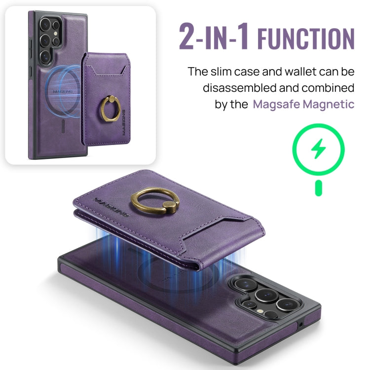 For Samsung Galaxy S23 Ultra 5G MAGKING K1 MagSafe Detachable Wallet RFID Back Cover Phone Case
