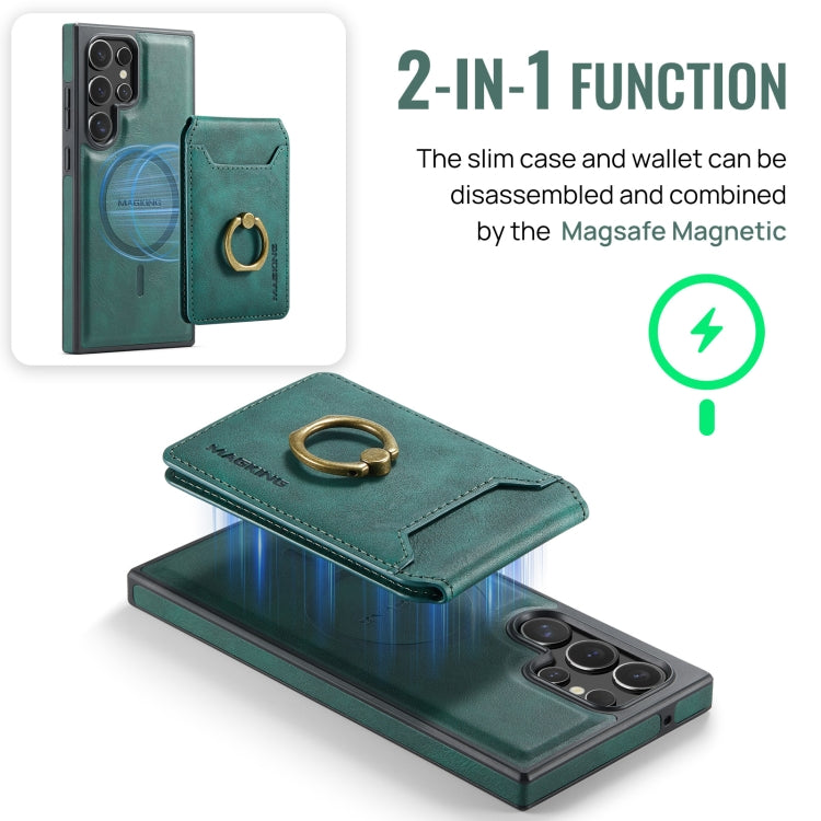 For Samsung Galaxy S23 Ultra 5G MAGKING K1 MagSafe Detachable Wallet RFID Back Cover Phone Case
