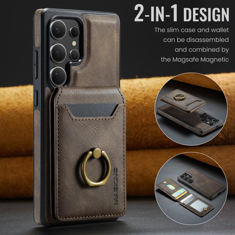 For Samsung Galaxy S25 Ultra 5G MAGKING K1 MagSafe Detachable Wallet RFID Back Cover Phone Case