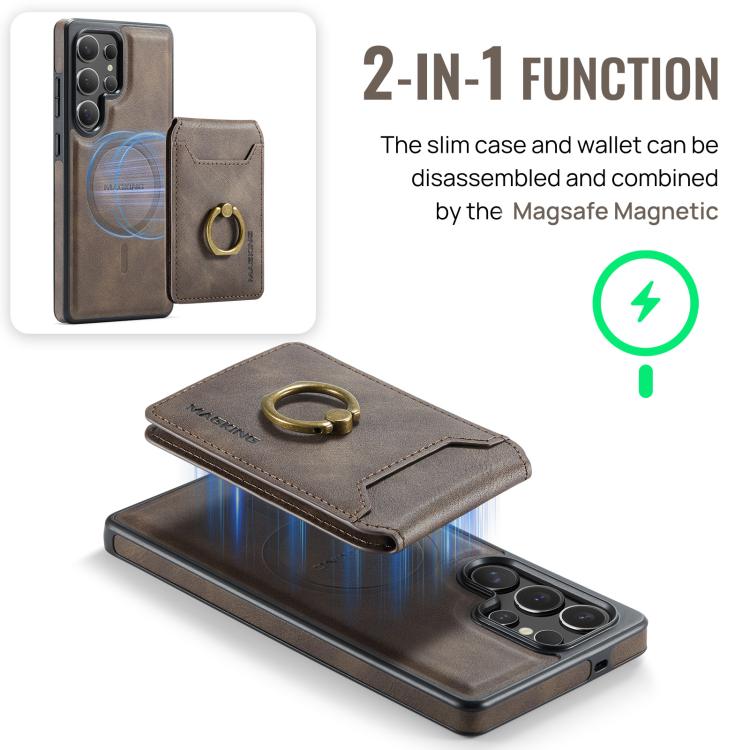 For Samsung Galaxy S25 Ultra 5G MAGKING K1 MagSafe Detachable Wallet RFID Back Cover Phone Case