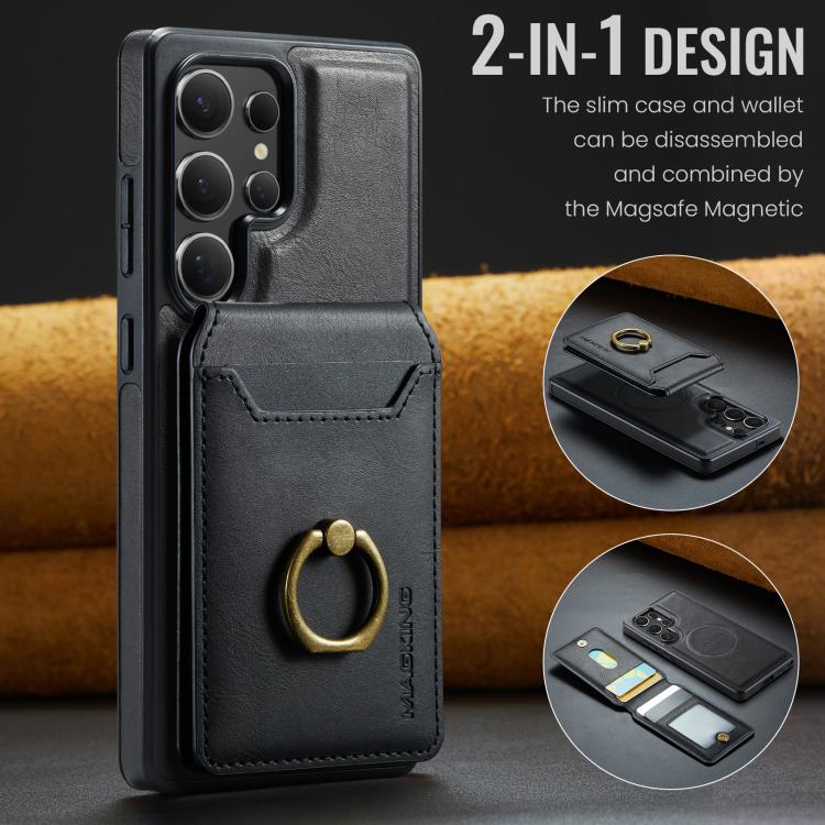 For Samsung Galaxy S25 Ultra 5G MAGKING K1 MagSafe Detachable Wallet RFID Back Cover Phone Case