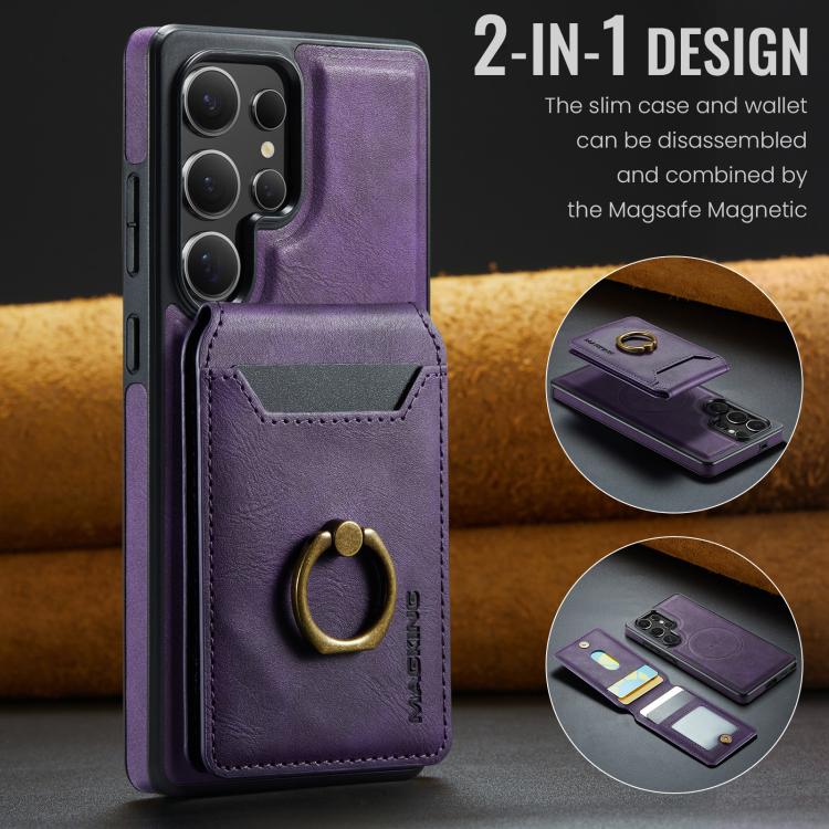 For Samsung Galaxy S25 Ultra 5G MAGKING K1 MagSafe Detachable Wallet RFID Back Cover Phone Case