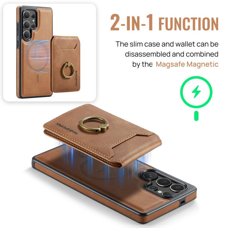 For Samsung Galaxy S25 Ultra 5G MAGKING K1 MagSafe Detachable Wallet RFID Back Cover Phone Case
