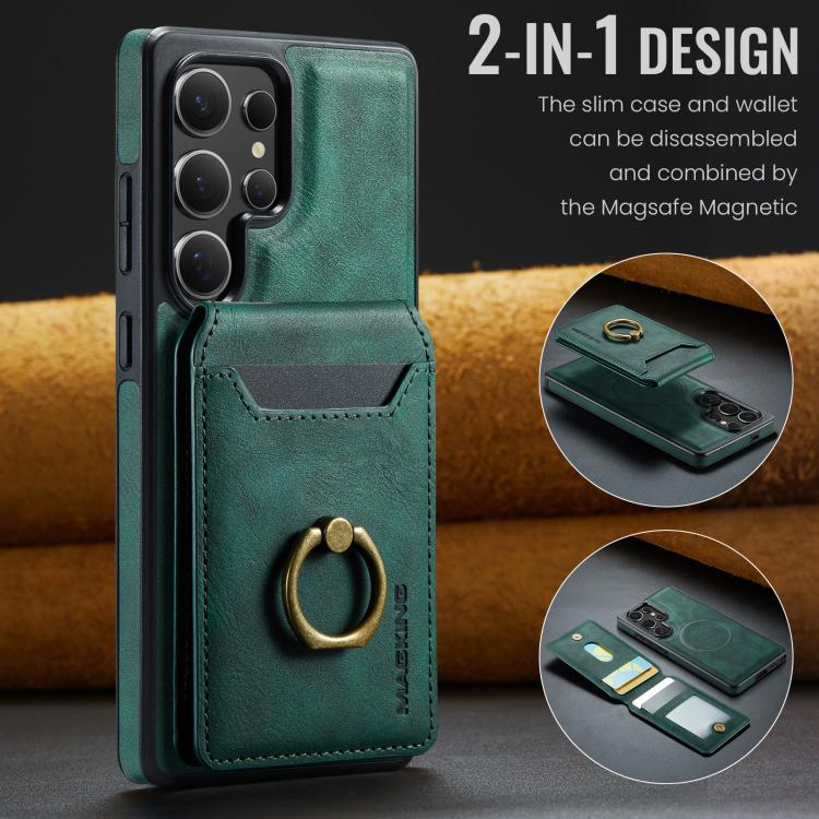 For Samsung Galaxy S25 Ultra 5G MAGKING K1 MagSafe Detachable Wallet RFID Back Cover Phone Case