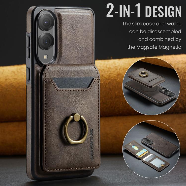 For Samsung Galaxy S25 Edge 5G MAGKING K1 MagSafe Detachable Wallet RFID Back Cover Phone Case