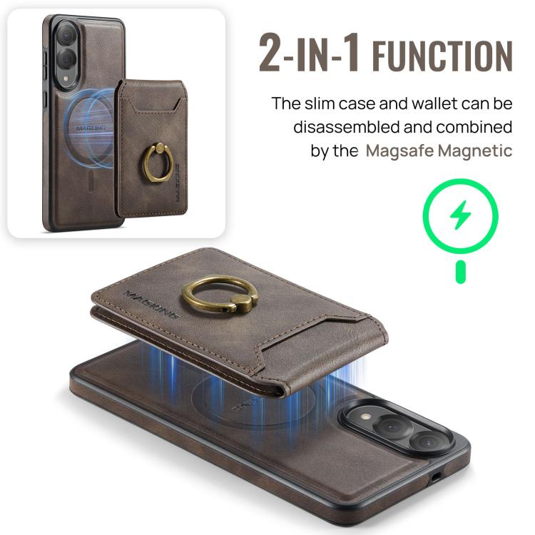 For Samsung Galaxy S25 Edge 5G MAGKING K1 MagSafe Detachable Wallet RFID Back Cover Phone Case