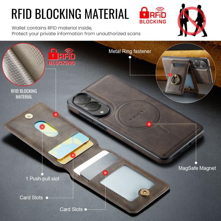 For Samsung Galaxy S25 Edge 5G MAGKING K1 MagSafe Detachable Wallet RFID Back Cover Phone Case